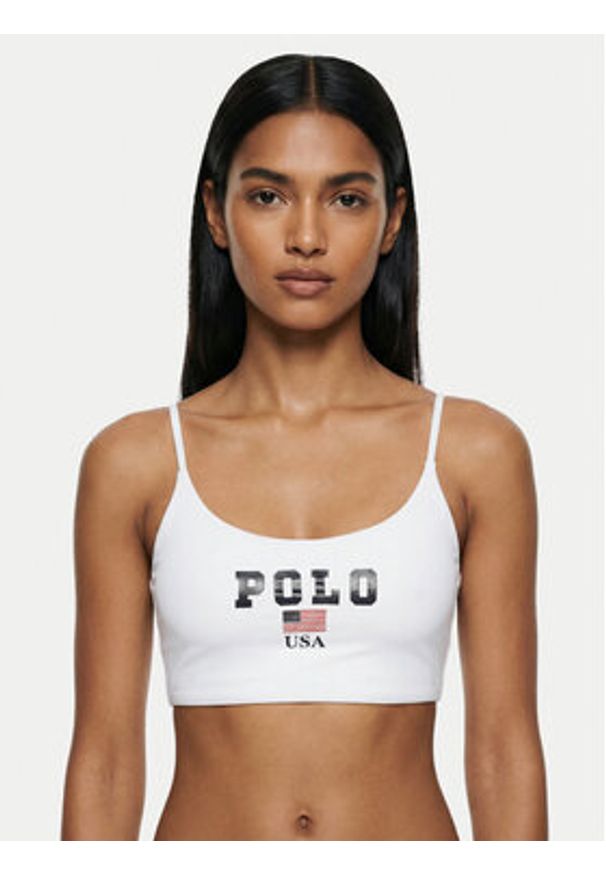 Polo Ralph Lauren Góra od bikini 21612454 Biały. Kolor: biały. Materiał: syntetyk