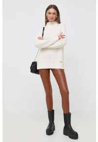 MICHAEL Michael Kors sweter wełniany damski kolor beżowy ciepły z półgolfem. Kolor: beżowy. Materiał: wełna. Długość rękawa: długi rękaw. Długość: długie #2