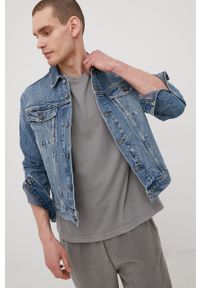 Superdry kurtka jeansowa męska kolor granatowy przejściowa. Okazja: na co dzień. Kolor: niebieski. Materiał: jeans. Styl: casual