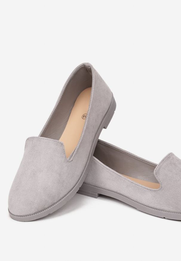 Renee - Szare Balerinki Typu Loafersy Daphikaia. Okazja: na spacer. Kolor: szary. Sezon: lato. Styl: elegancki