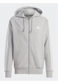 Adidas - adidas Bluza Essentials French Terry 3-Stripes Full-Zip Hoodie IC9833 Szary Regular Fit. Kolor: szary. Materiał: bawełna #3