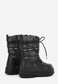 Born2be - Czarne Pikowane Śniegowce z Oryginalnym Wiązaniem Zetilde. Okazja: na co dzień, na spacer, na uczelnię. Kolor: czarny. Materiał: dresówka. Styl: sportowy, casual, elegancki #3