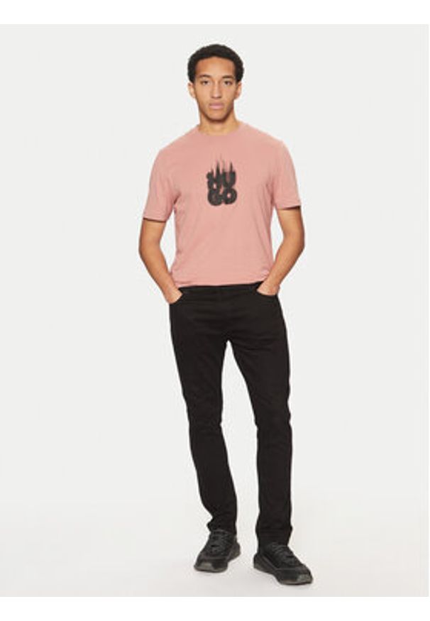 Hugo - HUGO T-Shirt Dalayer 50535363 Różowy Regular Fit. Kolor: różowy. Materiał: bawełna