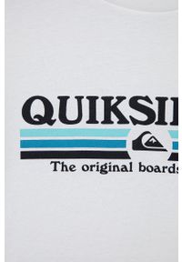 Quiksilver t-shirt bawełniany dziecięcy kolor biały z nadrukiem. Okazja: na co dzień. Kolor: biały. Materiał: bawełna. Wzór: nadruk. Styl: casual #3