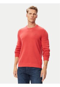 Tommy Jeans Sweter DM0DM22853 Koralowy Slim Fit. Kolor: pomarańczowy. Materiał: bawełna #1