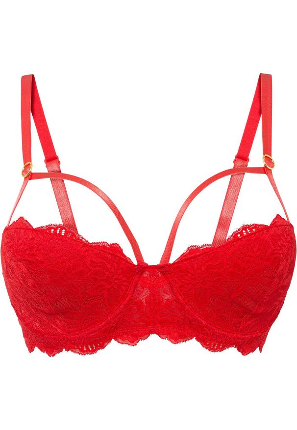 bonprix - Biustonosz balkonetka na fiszbinach. Kolor: czerwony