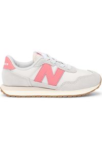 Buty dziecięce New Balance PH237PK – szare. Kolor: szary. Materiał: materiał, zamsz, syntetyk. Szerokość cholewki: normalna