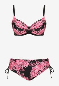 Born2be - Różowe Bikini Biustonosz z Wiązaniem i Majtki Typu Figi Norettia. Kolekcja: plus size. Kolor: różowy. Materiał: jeans #4