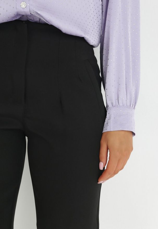 Born2be - Czarne Spodnie Cygaretki z Imitacją Kieszeni Anilnig. Kolor: czarny