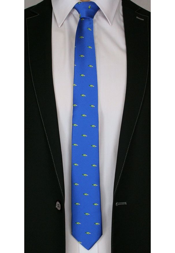 Niebieski krawat Angelo di Monti z motywem zwierzęcym, elegancki
