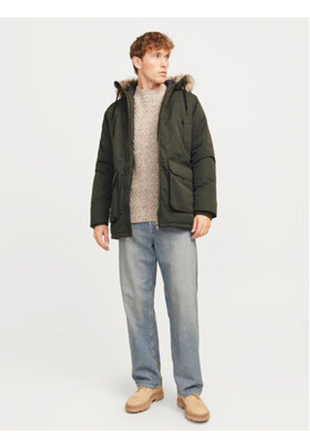 Jack & Jones - Jack&Jones Parka Construct 12258406 Zielony Regular Fit. Kolor: zielony. Materiał: syntetyk