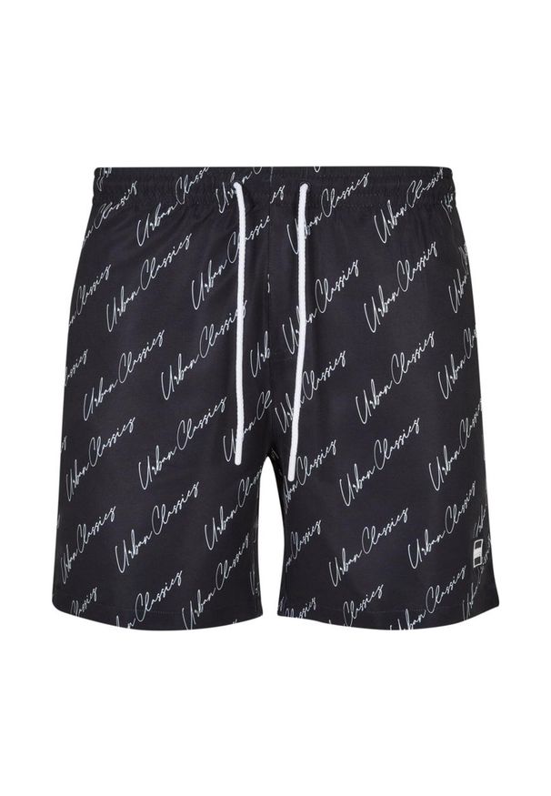 Urban Classics - Męskie Spodenki Kąpielowe Z Logo Script. Kolor: czarny. Styl: sportowy