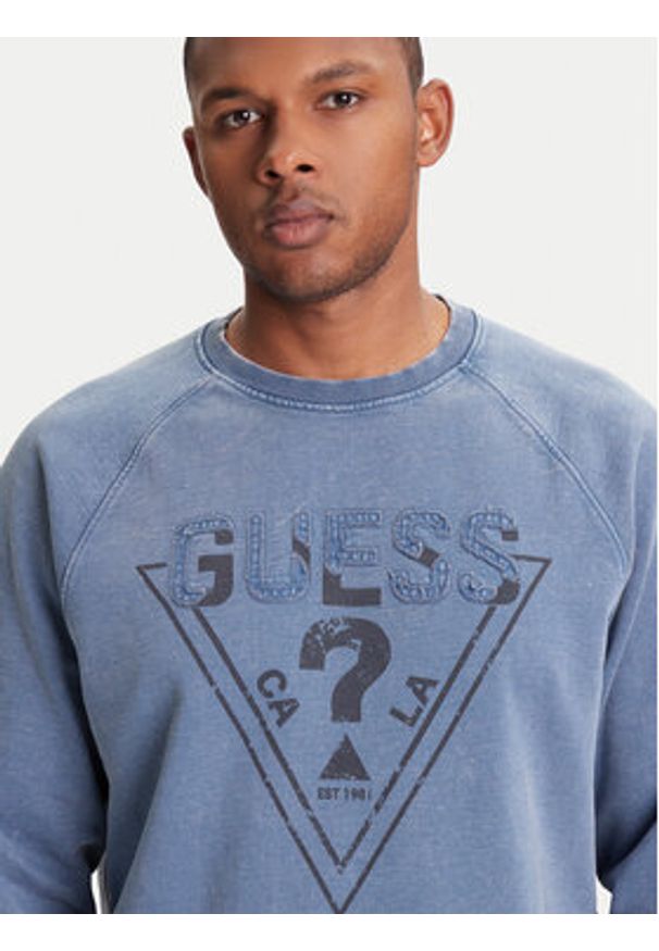 Guess Bluza M5YQ30 KCWR1 Niebieski Regular Fit. Kolor: niebieski. Materiał: bawełna