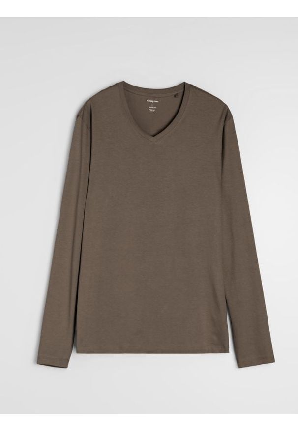 Sinsay - Bawełniana koszulka basic - brązowy. Kolor: brązowy. Materiał: bawełna