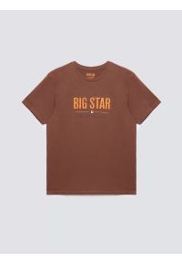 Big-Star - Koszulka męska o klasycznym kroju brązowa Bruno 804. Kolor: brązowy. Materiał: bawełna. Długość rękawa: krótki rękaw. Długość: krótkie. Wzór: haft, nadruk. Styl: klasyczny