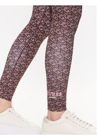 Guess Legginsy V3YB19 MC03W Brązowy Slim Fit. Kolor: brązowy. Materiał: syntetyk