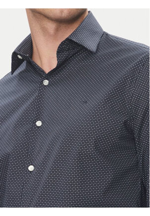 Calvin Klein Koszula LV019EU005 Granatowy Slim Fit. Kolor: niebieski. Materiał: bawełna