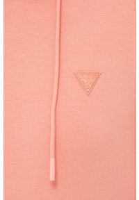 Guess bluza damska kolor pomarańczowy z kapturem z nadrukiem. Typ kołnierza: kaptur. Kolor: pomarańczowy. Materiał: materiał, dzianina, wiskoza. Wzór: nadruk #2