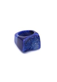 Brazi Druse Jewelry - Pierścionek Agat Druza Kobaltowy rozmiar 15. Kolor: niebieski. Kamień szlachetny: agat