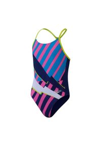 Strój pływacki jednoczęściowy dziecięcy Speedo Placement Lane Line Back. Kolor: wielokolorowy, niebieski