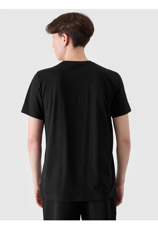 4f - 4F T-shirt regular z nadrukiem męski - czarny M. Okazja: na co dzień. Kolor: czarny. Materiał: dzianina, bawełna, jersey. Długość rękawa: krótki rękaw. Długość: krótkie. Wzór: nadruk. Styl: klasyczny, sportowy, casual