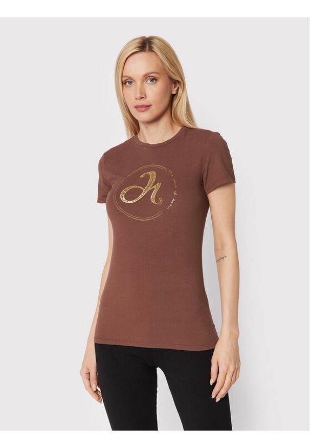Deha T-Shirt D73441 Brązowy Slim Fit. Kolor: brązowy. Materiał: bawełna
