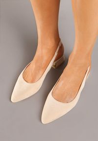 Born2be - Beżowe Sandały Vices na Stożkowym Obcasie ze Skórzaną Wkładką i Odkrytą Piętą Selandra. Kolor: beżowy. Materiał: skóra. Sezon: lato. Obcas: na obcasie. Wysokość obcasa: średni #3