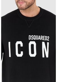 DSQUARED2 Czarna bluza męska z dużym białym logo icon, Rozmiar S. Kolor: czarny #2