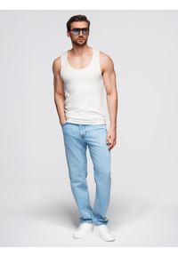 Ombre Clothing - Męska bawełniana koszulka basic na ramiączkach – biała V1 - Rozmiar: XXL. Kolor: biały. Materiał: bawełna. Długość rękawa: na ramiączkach. Sezon: lato