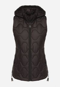 Born2be - Czarna Kamizelka z Odpinanym Kapturem Ozdobiona Pikowaniem Cirisse. Okazja: na co dzień, na spacer. Kolor: czarny. Materiał: jeans. Wzór: aplikacja. Styl: klasyczny, casual, elegancki #3