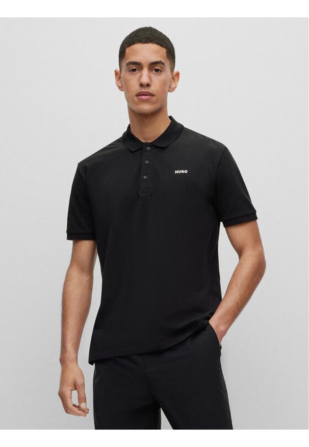 Hugo Polo Donos222 50466182 Czarny Regular Fit. Typ kołnierza: polo. Kolor: czarny. Materiał: bawełna