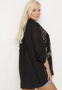 Born2be - Czarna Koszula z Bawełną w Haftowane Kwiaty Tolarea. Okazja: na co dzień. Kolor: czarny. Materiał: bawełna. Wzór: kwiaty, haft. Styl: elegancki, casual #5