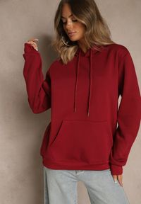 Renee - Bordowa Bluza z Kapturem Ozdobiona Ściągaczami Invila. Okazja: na co dzień. Typ kołnierza: kaptur. Kolor: czerwony. Wzór: aplikacja. Styl: casual, elegancki #4