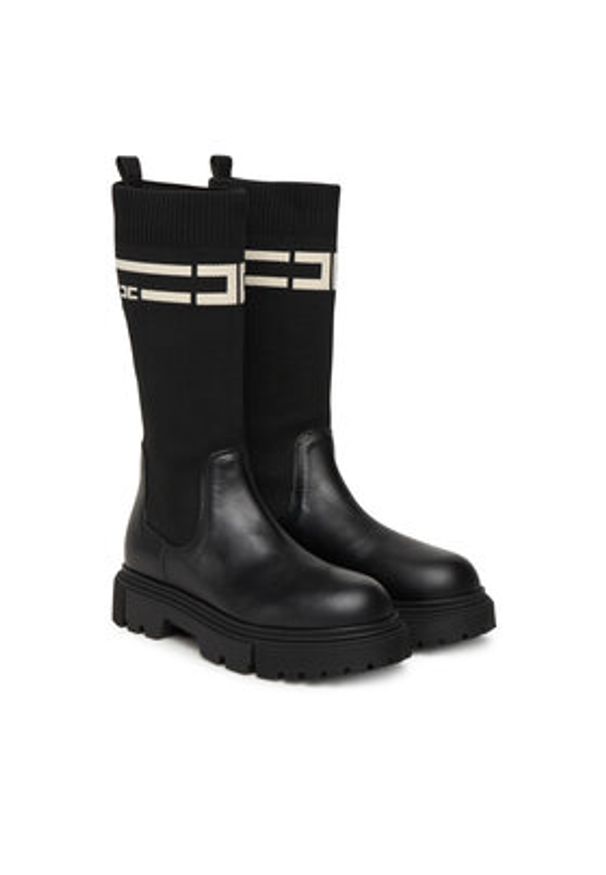 Elisabetta Franchi Kozaki Boot F4A6-E0427-1316 Czarny. Kolor: czarny. Materiał: skóra