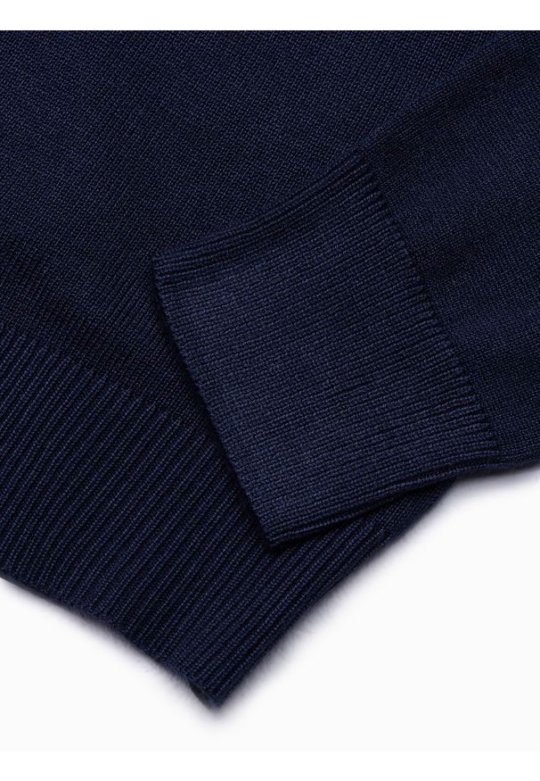 Ombre Clothing - Sweter męski z haftem - granatowy V22 E191 - XXL. Kolor: niebieski. Materiał: dzianina, materiał, wiskoza, nylon. Wzór: haft. Styl: klasyczny, elegancki