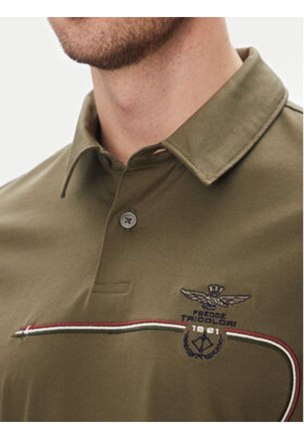 Aeronautica Militare Polo 251PO1862J682 Khaki Regular Fit. Typ kołnierza: polo. Kolor: brązowy. Materiał: bawełna