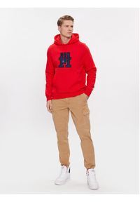 TOMMY HILFIGER - Tommy Hilfiger Bluza Monogram Applique MW0MW32702 Czerwony Regular Fit. Kolor: czerwony. Materiał: syntetyk, bawełna #4