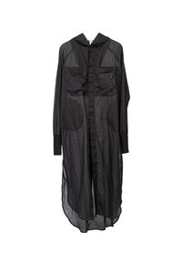 ROBERT KUPISZ - Czarna koszula ORIENT HOOD LONG. Kolor: czarny. Materiał: bawełna. Długość rękawa: długi rękaw. Długość: długie. Wzór: nadruk #5