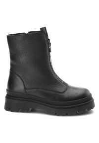 Czarne Botki Pollonus Ocieplane Buty Damskie. Kolor: czarny. Materiał: skóra, futro, syntetyk. Szerokość cholewki: normalna. Wzór: aplikacja. Sezon: zima. Styl: elegancki #6