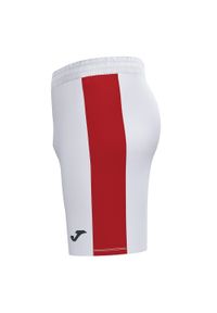 Spodenki do piłki nożnej męskie Joma Maxi. Kolor: czerwony, biały, wielokolorowy. Materiał: poliester. Sport: piłka nożna