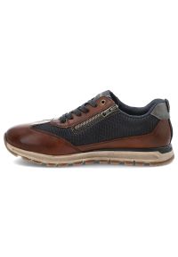 Brązowe Sneakersy Rieker Eleganckie Obuwie Męskie. Okazja: na co dzień. Kolor: brązowy. Materiał: jeans, skóra ekologiczna, materiał. Szerokość cholewki: normalna