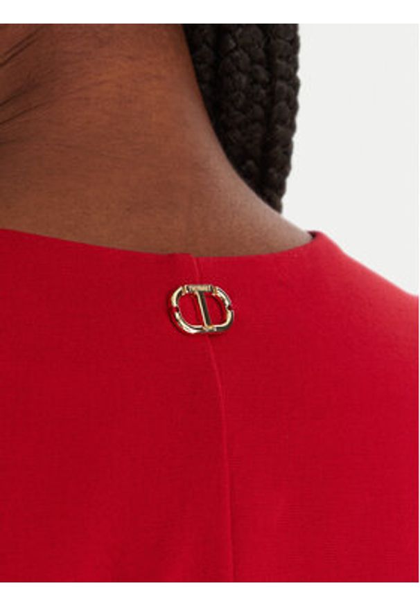 TwinSet - TWINSET Sukienka koktajlowa 252TP2606 Czerwony Slim Fit. Kolor: czerwony. Materiał: wiskoza. Styl: wizytowy