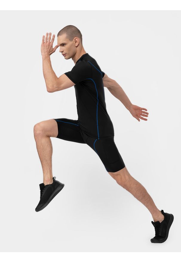 4f - Legginsy kolarki treningowe męskie. Kolor: czarny. Materiał: dzianina, materiał. Sport: fitness