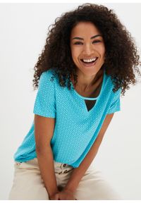 bonprix - Shirt z gumką, krótki rękaw. Kolor: niebieski. Długość rękawa: krótki rękaw. Długość: krótkie #1