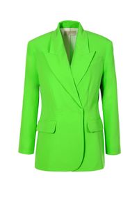 AGGI - Neonowo zielona marynarka Ramona. Kolor: zielony. Materiał: jedwab, tkanina. Sezon: lato. Styl: wizytowy #5