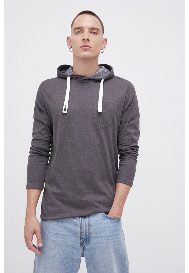 Tom Tailor Bluza męska kolor szary z kapturem gładka. Okazja: na co dzień. Typ kołnierza: kaptur. Kolor: szary. Materiał: bawełna, dzianina. Wzór: gładki. Styl: casual