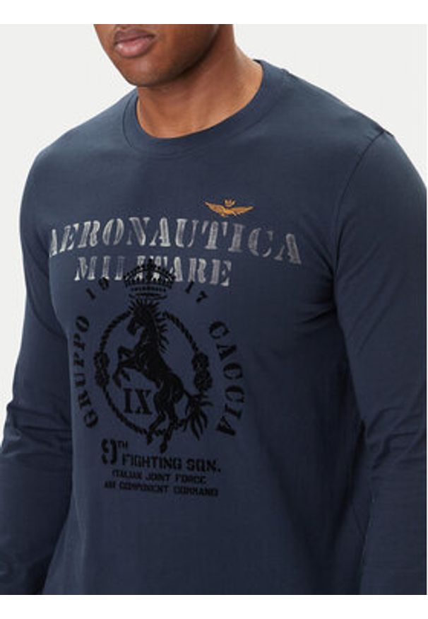 Aeronautica Militare Longsleeve 252TS2471UJ00641 Granatowy Regular Fit. Kolor: niebieski. Materiał: bawełna. Długość rękawa: długi rękaw