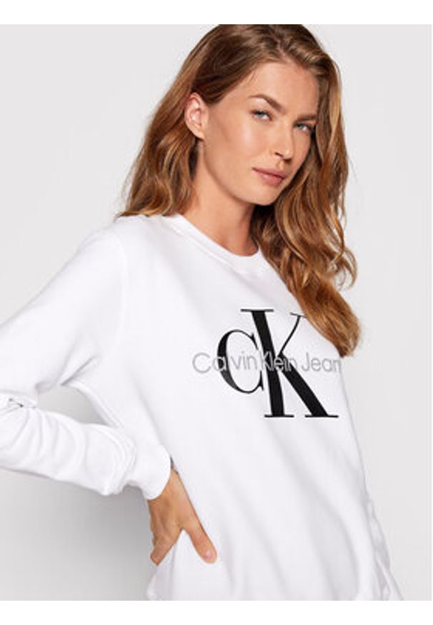 Calvin Klein Jeans Bluza J20J219140 Biały Regular Fit. Kolor: biały. Materiał: bawełna
