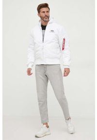Alpha Industries kurtka bomber MA-1 ZH Back Print męski kolor biały zimowa. Kolor: biały. Wzór: nadruk. Sezon: zima #2