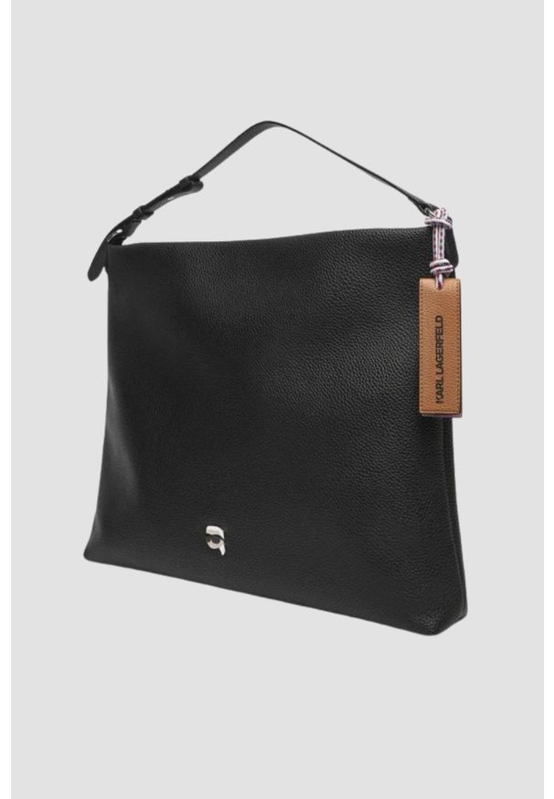Karl Lagerfeld - KARL LAGERFELD Czarna shopperka damska Ikon Pebble Hobo. Kolor: czarny. Styl: casual, elegancki